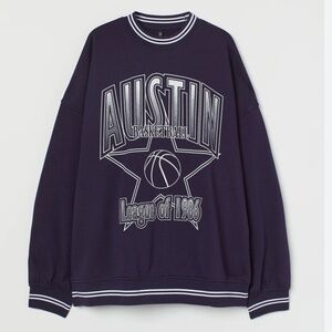 H&M Oversized Navy Blue Basketball Sweatshirt